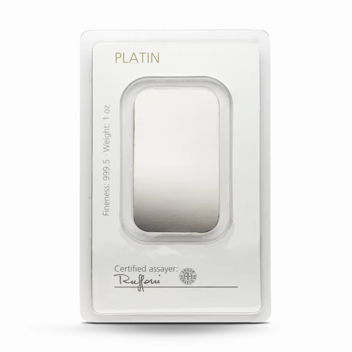 1 oz Degussa Platinbarren (geprägt) Vintage