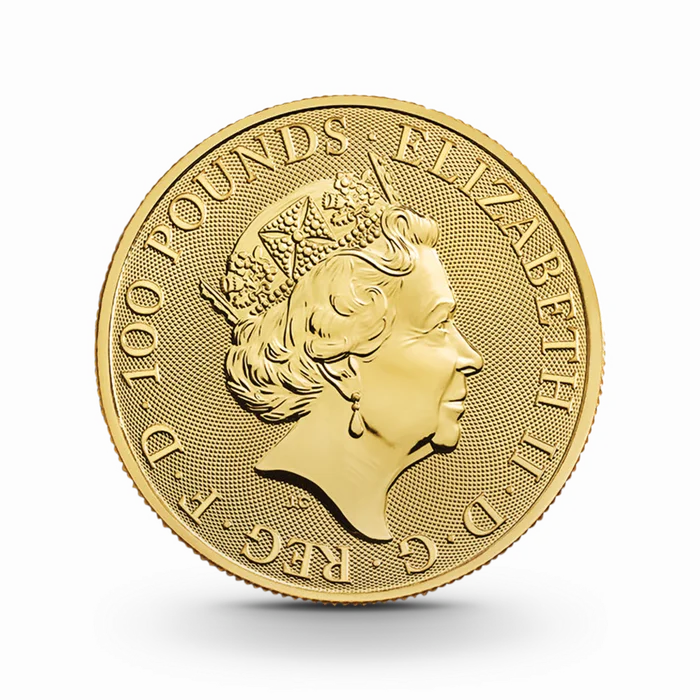 1 oz The Queen's Beasts: White Horse of Hanover Goldmünze - 100 Pfund Großbritannien 2020