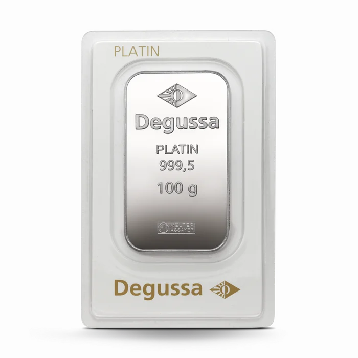 100 g Degussa Platinbarren (geprägt) Vintage