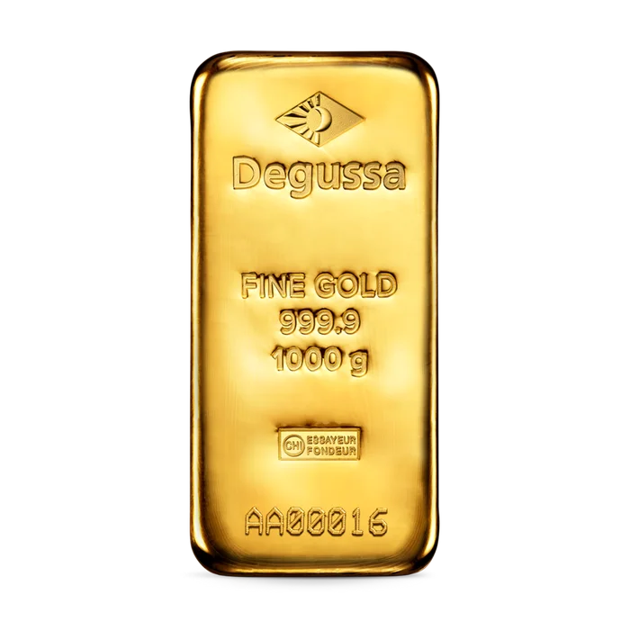 1000 g Degussa Goldbarren (gegossen)